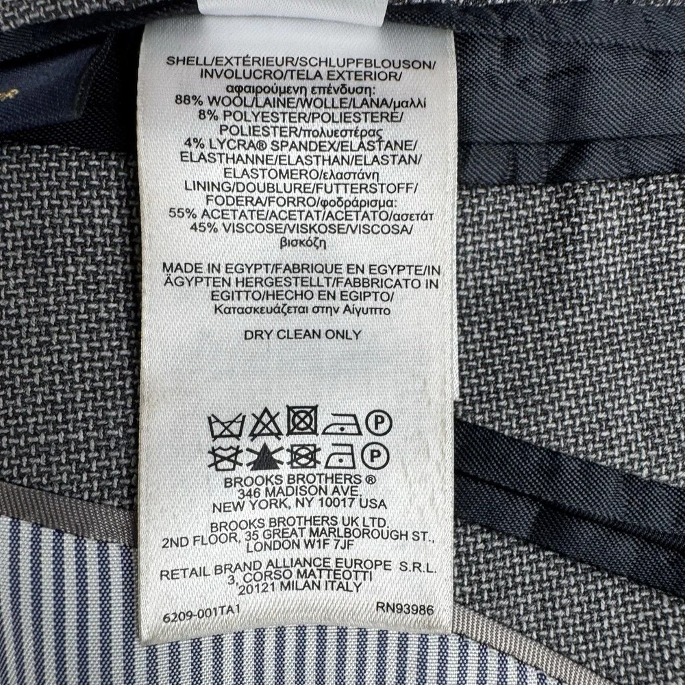 Brooks Brothers Suit Jacket 40R Gray Wool Regent Fit Explorer Silver Crest Logo